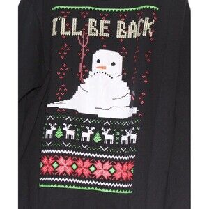 Mad Engine Men's Christmas Snowman Heavyweight Black Sweatshirt Ugly Sweater XXL